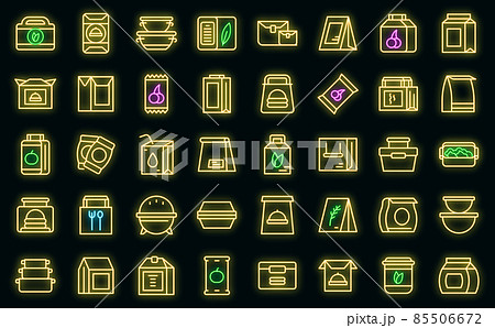 Snack pack icons set vector neon Snack pack icons set vector neon 85506672
