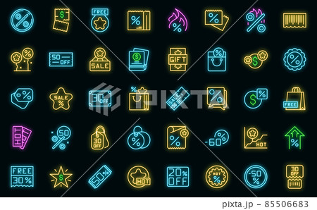 Promotional code icons set vector neon 85506683