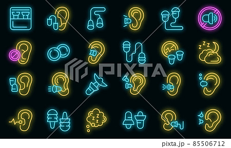 Earplugs icons set vector neon 85506712