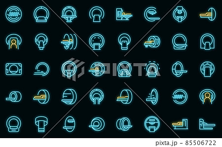 Magnetic resonance tomography icons set vector neon 85506722