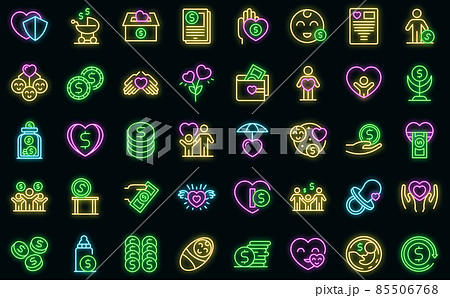 Child support icons set vector neon Child support icons set vector neon 85506768