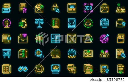 Seeking job icons set vector neon Seeking job icons set vector neon 85506772