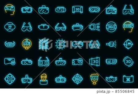 Virtual glasses icons set vector neon 85506845