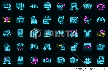 Defibrillator icons set vector neon Defibrillator icons set vector neon 85506854
