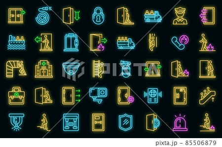 Human evacuation icons set vector neon 85506879