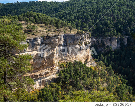 Panoramic view of the Serrania de Cuenca at Una in Spain. Hiking trails La Raya and El Escaleron in Una Panoramic view of the Serrania de Cuenca at Una in Spain. Hiking trails La Raya and El Escaleron in Una 85506917