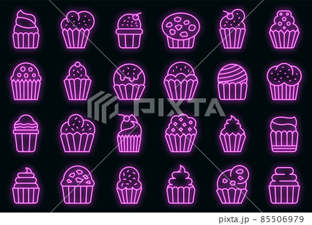 Muffin icons set vector neon 85506979