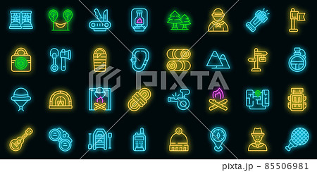 Scouting icons set vector neon 85506981