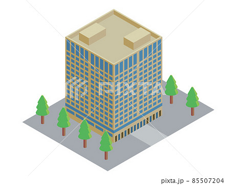 アイソメトリックスの建築物 商業ビル ビルディングの立体イラスト 3dのイラスト素材