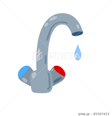 Water tap with falling drop of water. 85507423