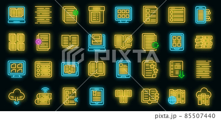 Electronic catalogs icons set vector neonのイラスト素材 [85507440] - PIXTA