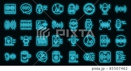 Speech recognition icons set vector neon 85507462