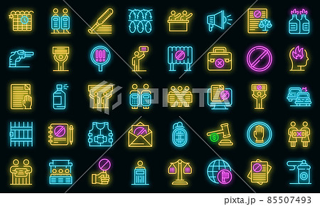 Disobedient icons set vector neon Disobedient icons set vector neon 85507493