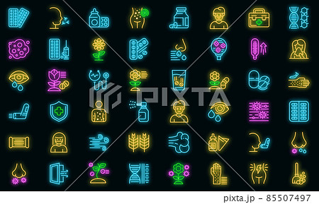 Seasonal allergy icons set vector neon 85507497