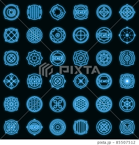 Manhole icons set vector neon 85507512