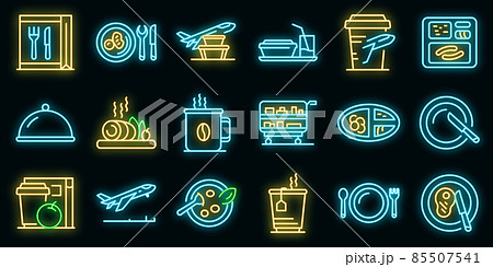 Airline food icons set vector neon Airline food icons set vector neon 85507541