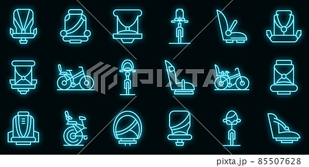 Child seat bike icons set vector neon 85507628