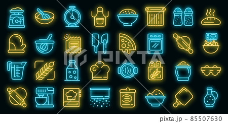 Dough icons set vector neon 85507630