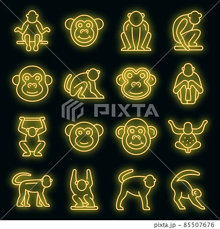 Gibbon icons set vector neon Gibbon icons set vector neon 85507676