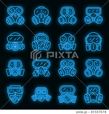 Gas mask icons set vector neon Gas mask icons set vector neon 85507678