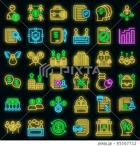 Shareholder icons set vector neon Shareholder icons set vector neon 85507712