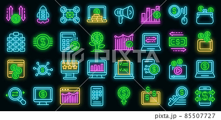 Monetization icons set vector neon 85507727