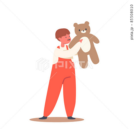 Little Child Playing with Toy. Kid with Teddy Bear Having Recreation at Home or Kindergarten, Kids Activity, Boy Fun 85508010
