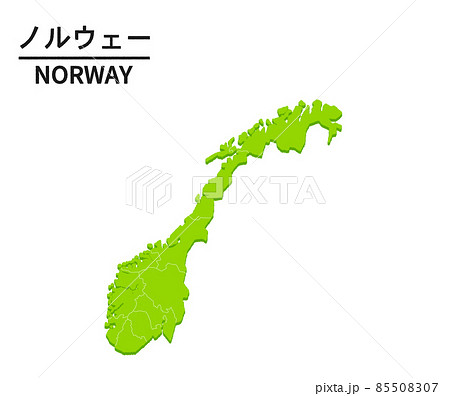 ノルウェーの世界地図イラスト 85508307