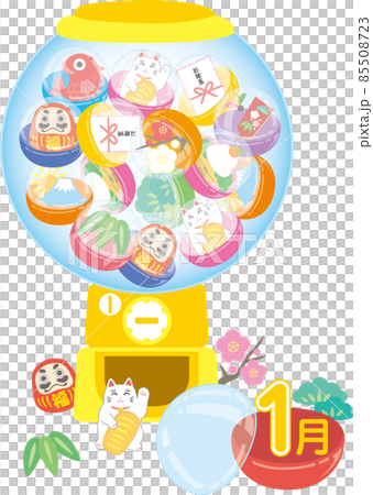 一月扭蛋/膠囊玩具風格插畫套組 | 新年、幸運符、一月時令素材 一月扭蛋/膠囊玩具風格插畫套組 | 新年、幸運符、一月時令素材 85508723