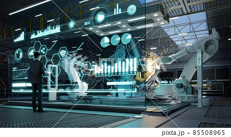 Concept of industry 4.0 technology and smart futuristic factory 85508965