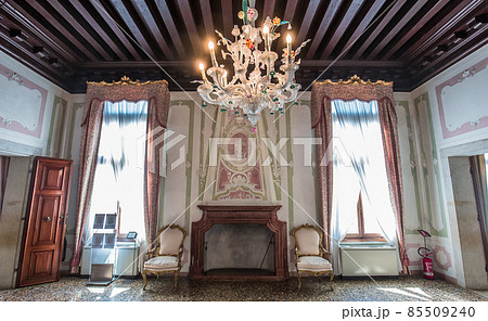 Murano chandelier in Ca Rezzonico palace, Venice, Italy Murano chandelier in Ca Rezzonico palace, Venice, Italy 85509240