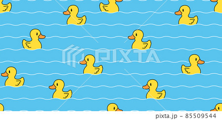 duck seamless pattern vector rubber duck swimming wave bird farm fish cartoon scarf isolated repeat wallpaper tile background illustration animal doodle design 85509544