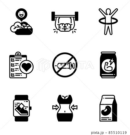 Fitness and healthy icon set. 85510119