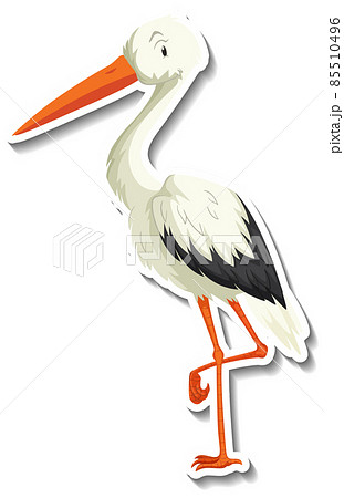 Heron bird animal cartoon sticker 85510496