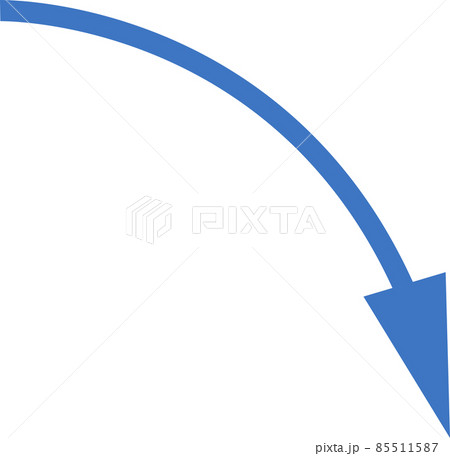 右肩下がりの青い矢印のシンプルなイラスト 85511587