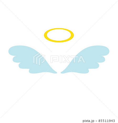 Vector flat cartoon angel wings and nimbus 85511943