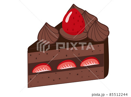 スイーツ いちごチョコレートケーキのイラスト素材