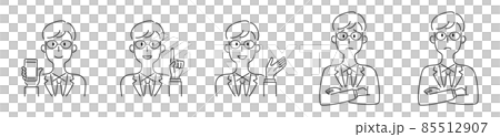 手描き風・様々な表情をするをする男性のベクターイラスト 85512907