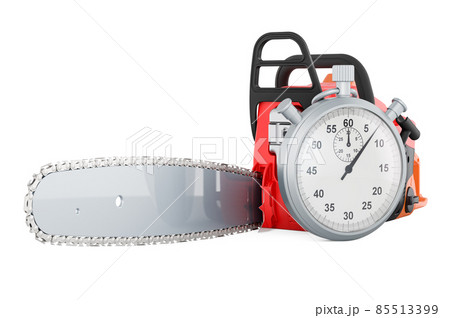 Chainsaw with stopwatch, 3D rendering 85513399