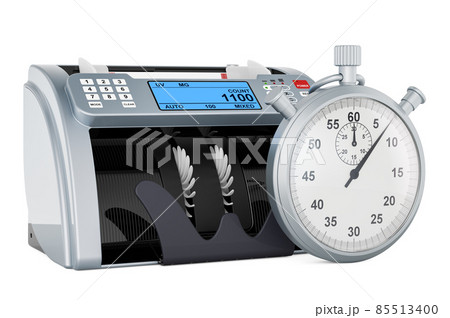 Banknote counter with stopwatch, 3D rendering 85513400