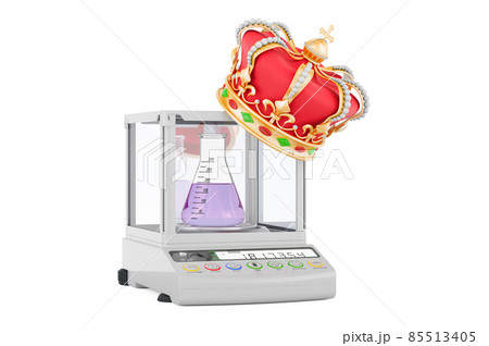 Analytical Balance, Digital Lab Scale with golden crown, 3D rendering 85513405