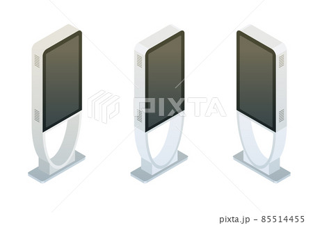 Freestanding information kiosk, terminal, stand. Isometric 85514455