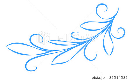 Floral motif in blue line style. Doodle ornament element Floral motif in blue line style. Doodle ornament element 85514585