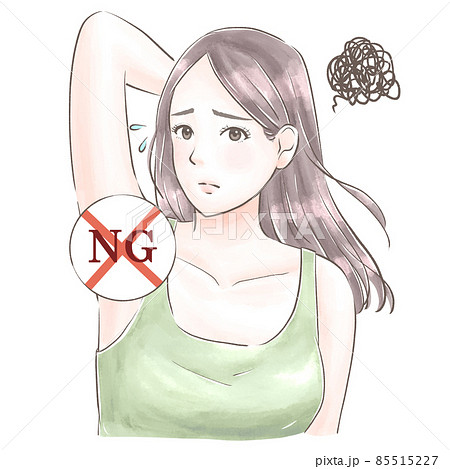 脇に悩みを抱える女性 NG 水彩風 脇に悩みを抱える女性 NG 水彩風 85515227
