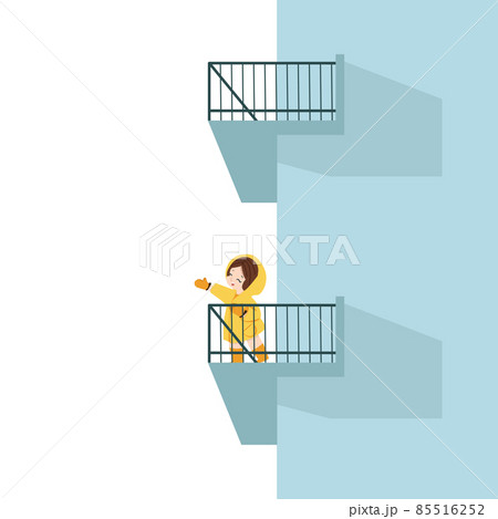 cute girl Stands on the balcony against cute girl Stands on the balcony against 85516252