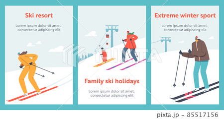 People Riding Skis by Snow on Winter Resort with Funicular Cartoon Poster. Travel Entertainment, Wintertime Holidays People Riding Skis by Snow on Winter Resort with Funicular Cartoon Poster. Travel Entertainment, Wintertime Holidays 85517156