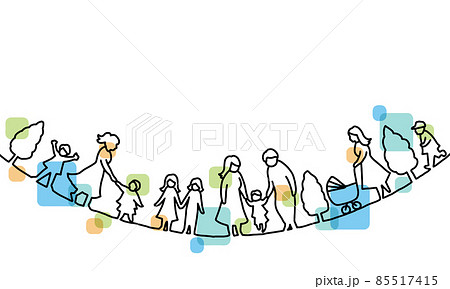 いろいろな親と子どもの線画イラスト 色付き いろいろな親と子どもの線画イラスト 色付き 85517415