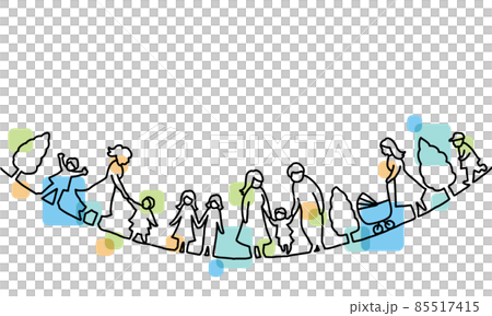 いろいろな親と子どもの線画イラスト 色付き いろいろな親と子どもの線画イラスト 色付き 85517415