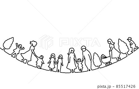 いろいろな親と子どもの線画イラスト 85517426