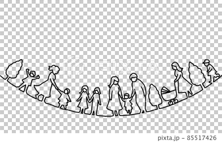 いろいろな親と子どもの線画イラスト 85517426